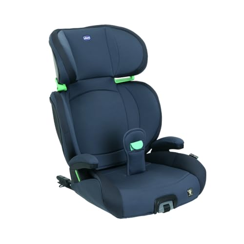 Chicco Quizy i-Size, Kindersitz 3-12 Jahre (100-150 cm), Mit Isofix-System, mit Liegeposition, Höhenverstellbar, mit gepolsterten Armlehnen und komfortablem Sitz, (15-36 kg), Gruppe 1/2/3, Blau