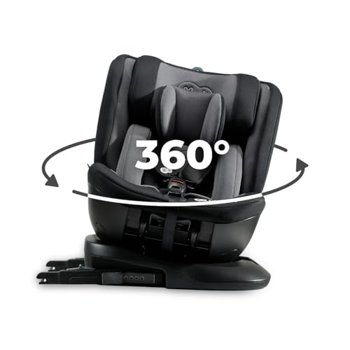 Kinderkraft XPEDITION2 I-SIZE 40-150 cm, Kindersitz 0-36 kg, Reboarder 360 grad drehbar, Kinderautositz mit Isofix station, FWF und RWF, Verstellbare Kopfstütze/Rückenlehne mit Liegeposition, Schwarz