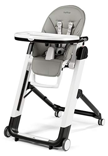 Peg Perego Siesta Follow Me - Ice - Design-Hochstuhl mit Baby-Liegefunktion und Stop&Go-System mit Memory-Funktion, Lederimitat-Bezug, grau
