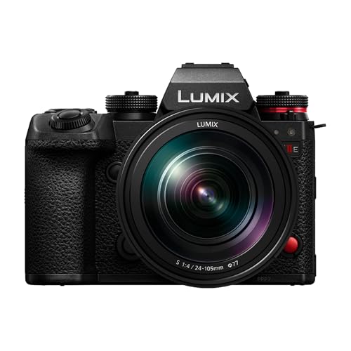 Panasonic LUMIX S1IIE Vollformat Kamera, 24MP, Cs4K 60p Vollbereich, 6K 30p Open Gate Video, Active I.S., 4:2:2 10-Bit Aufnahme, L-Mount, DC-S1M2ESME, 24-105mm Objektiv F4
