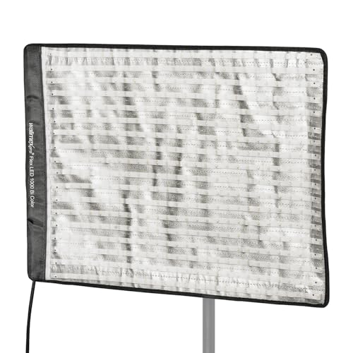 Walimex pro Flex LED 1000 Bi Color Leuchtmatte, 100 W Flächenleuchte, flexible Studioleuchte dimmbar, spritzwassergeschützte Videoleuchte mit Display und Akku-Steckplatz
