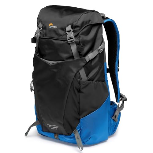 Lowepro PhotoSport BP 24L AW III, Wander Kamerarucksack für Spiegellose, seitlicher Zugriff, herausnehmbarer Kameraeinsatz und Zubehörgurtsystem, Blau un Schwarz, kompatibel mit Sony α7