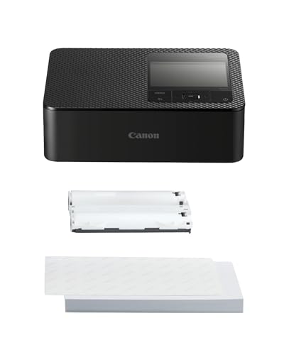 Canon SELPHY CP1500 Mobiler Fotodrucker mit Papierset, Schwarz - Drahtloser Bluetooth-Drucker mit Zubehör - Kompakt und Leicht - Mi 54 Blatt Papier im 4x6 Postkartenformat