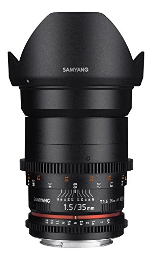 SAMYANG 7809 35/1,5 Objektiv Video DSLR II Nikon F manueller Fokus Videoobjektiv 0,8 Zahnkranz Gear, Weitwinkelobjektiv schwarz