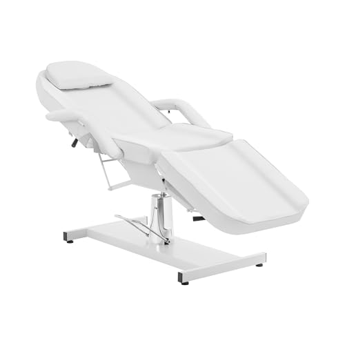 Physa Hydraulische Kosmetikliege 200 kg Sitzhöhe: 67-78 cm 360°-drehbar Weiß Kunstleder Behandlungsliege Kosmetikstuhl Therapieliege Massageliege Tattooliege Massagetisch