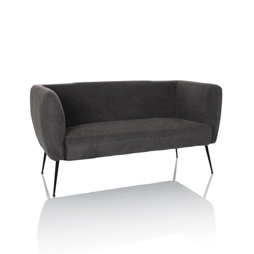 hjh LIVING Sofa 2-Sitzer HAYRIVER Polstersofa Couch bequem gepolstert, Loungesofa mit Armlehnen für Büro Wohnzimmer, Stoff Grau