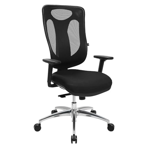 TOPSTAR Sitness Net Pro 100, ergonomik ofis sandalyesi, çal??ma masas? sandalyesi, nokta senkronizasyonu, yüksekli?i ayarlanabilir kolçaklar dahil, Kuma?, siyah, 59 x 56 x 120 cm