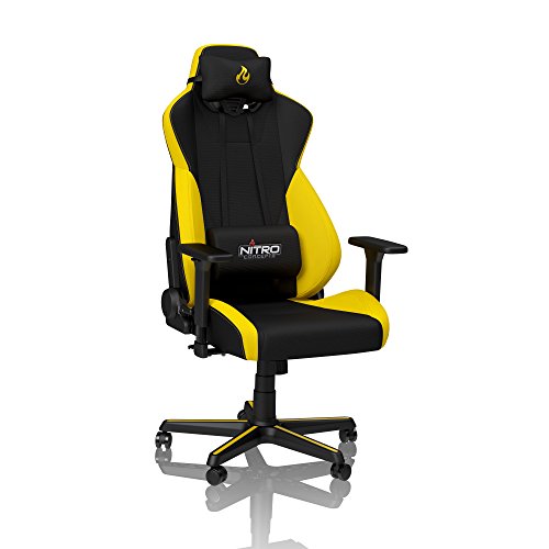 NITRO CONCEPTS S300 Gamingstuhl - Ergonomischer Bürostuhl Schreibtischstuhl Chefsessel Bürostuhl Pc Stuhl Gaming Sessel Stoffbezug Belastbarkeit 135 Kilogramm - Astral Yellow (Gelb)