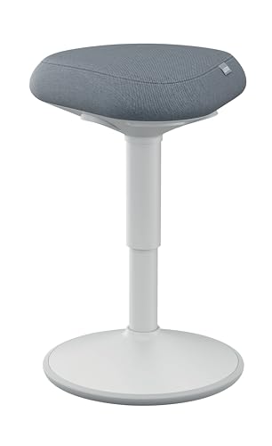 Leitz Ergo Active Sitzhocker mit Dual Density Foam Komfortsitz, Bürohocker höhenverstellbar von 47 bis 64cm, Sitzbezug aus 100% Recycling-Material, Für bis zu 110kg, Ergo Serie, Hellgrau, 65440085