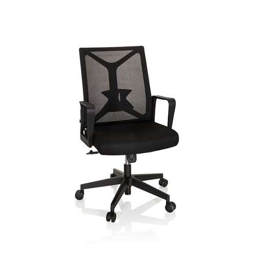 hjh OFFICE 810030 Bürostuhl klappbar ENCO Stoff/Netz Schwarz klappbare Rückenlehne, Drehstuhl mit Lordosenstütze