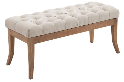 CLP Sitzbank Ramses mit hochwertiger Polsterung und Stoffbezug I Bank mit antik-Hellen Holzbeinen I Holzbank mit Einer Sitzhöhe von: 46 cm, Farbe:Creme, Größe:100 cm