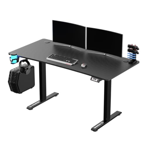 ULTRADESK - Level V2 Höhenverstellbarer Schreibtisch - Elektrischer Computertisch - 140x68 cm, für Gaming, Büro, Homeoffice - Gamingtisch, Computer Desk - Schwarz