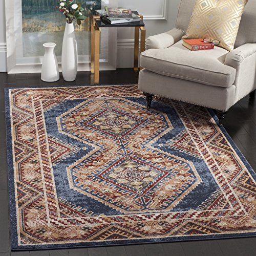 SAFAVIEH Traditionell Distressed Teppich für Wohnzimmer, Esszimmer, Schlafzimmer - Bijar Collection, Kurzer Flor, Königsblau und Rost, 201 X 274 cm