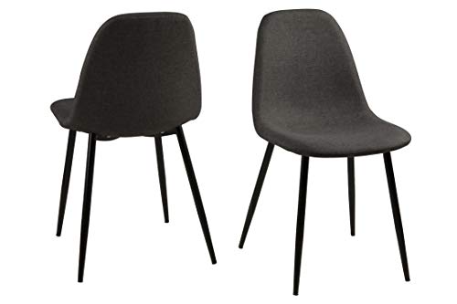 AC Design Furniture Linea Esszimmerstühle 4er Set, B: 44,5 x T:56 x H: 84 cm, Dunkelgrau/Schwarz, Stoff/Metall, 4 Stk