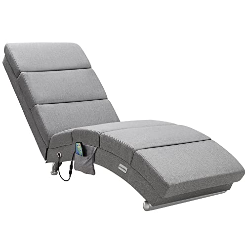 Casaria® Relaxliege XXL Massage Heizfunktion 186x89x55cm Ergonomisch Stoff Gepolstert 180kg Belastbarkeit Wohnzimmer Innen Chaiselongue Relaxsessel Grau