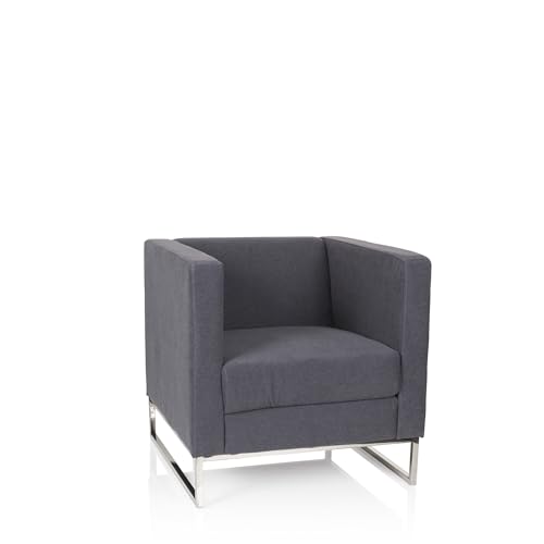 hjh OFFICE 713501 Lounge-Sessel Barbados Stoff Grau Moderner Cocktailsessel für höchsten Sitzkomfort