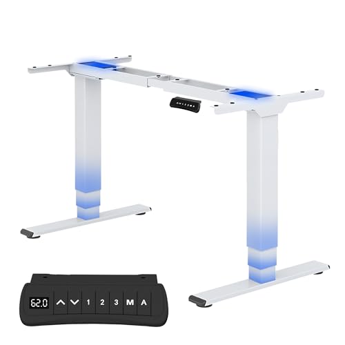 FLEXISPOT Höhenverstellbarer Schreibtisch Elektrisch Tischgestell mit 2 starken Motoren, Super Belastung 160KG, 3-Fach-Teleskop, Memory-Steuerung, LED Höhenanzeige (PRO Weiß)