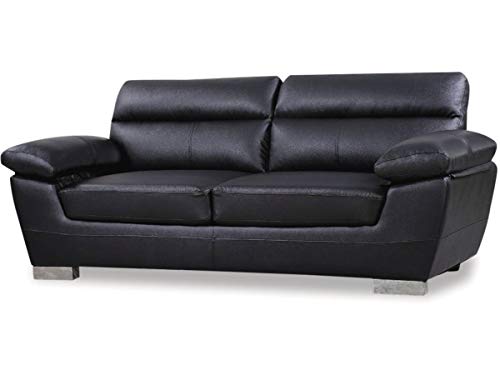 habitat et jardin Feststehendes Sofa aus rekonstituiertem Leder und PVC Dallas - 210 X 88 X 90 cm - 3 Sitze - Schwarz