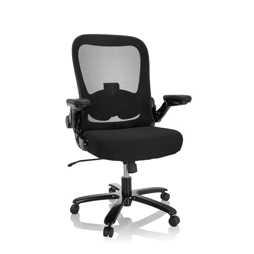 hjh OFFICE XXL Drehstuhl bis 220 kg belastbar Instructor SW I Stuhl Schwerlast Bürostuhl Stoff/Netz Schwarz 691006