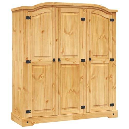 vidaXL Kleiderschrank Dielenschrank Schrank im Mexiko-Stil Kiefer Massiv 3 Türen
