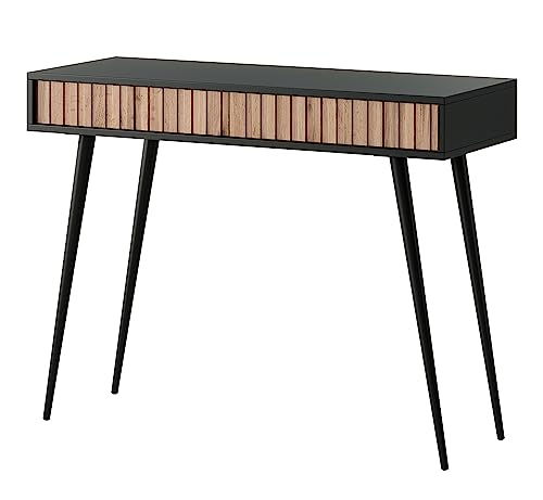 Selsey Schminktisch Makeup Tisch Frisiertisch Kosmetiktisch 104 cm Mit 2 Schubladen Bello Schwarz Wotaneiche Schwarze Beine