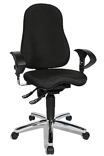 Topstar SI59UG20, Sitness 10 ergonomischer Bürostuhl, Schreibtischstuhl, inkl. höhenverstellbaren Armlehnen, Bezugsstoff schwarz, 113 x 58 x 44