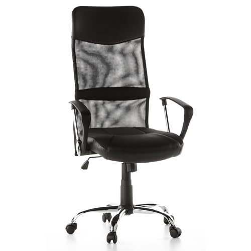 hjh OFFICE 668010 Bürostuhl ARTON 20 Kunstleder Schwarz Home-Office Drehstuhl mit Netzrücken