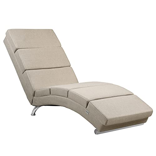 Casaria® Relaxliege XXL London 186x89x55cm Ergonomisch Stoff Gepolstert 180kg Belastbarkeit Wohnzimmer Büro Indoor Chaiselongue Relaxsessel Liege Beige