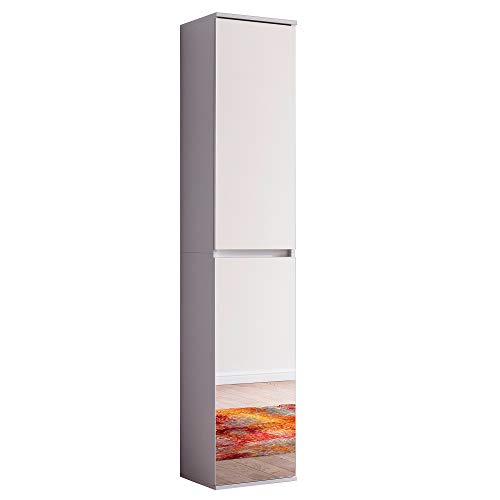 trendteam smart living - Garderobenschrank Schrank - Garderobe - Mirror - Aufbaumaß (BxHxT) 37 x 191 x 34 cm - Farbe Weiß - 171815101