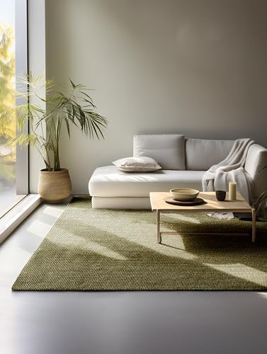 Hanse Home Jute Teppich – Natur Wohnzimmerteppich aus 100% Jute - Handgewebt & Umweltfreundlich – Boho Naturfaser Juteteppich für Wohnzimmer, Schlafzimmer, Esszimmer – Grün, 190x280cm