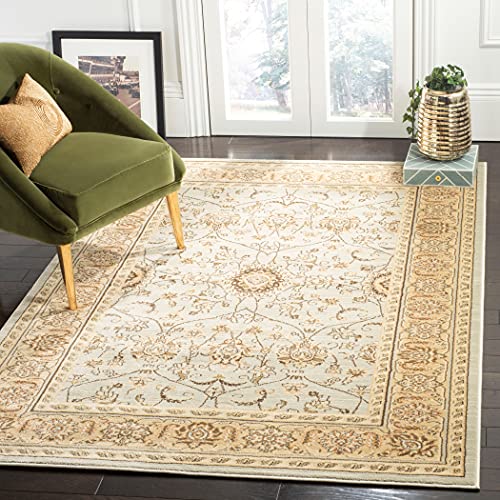 SAFAVIEH Traditionell Teppich für Wohnzimmer, Esszimmer, Schlafzimmer - Florenteen Collection, Kurzer Flor, Grau und Elfenbein, 155 X 231 cm
