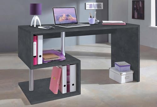 Dmora - Schreibtisch Valerio, linearer PC-Schreibtisch, Mehrzweck-Bürotisch, platzsparender Schreibtisch mit mehreren Positionen, 100 % Made in Italy, 140 x 60 x 78 cm, Schiefer