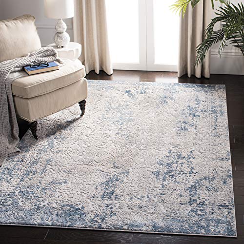 SAFAVIEH Abstrakt Teppich für Wohnzimmer, Esszimmer, Schlafzimmer - Invista Collection, Kurzer Flor, Grau und Elfenbein, 160 X 229 cm