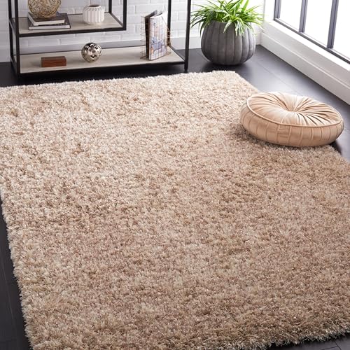 SAFAVIEH Zottelig Teppich für Wohnzimmer, Esszimmer, Schlafzimmer - Malibu Shag Collection, Kurzer Flor, Natürlich, 152 X 244 cm
