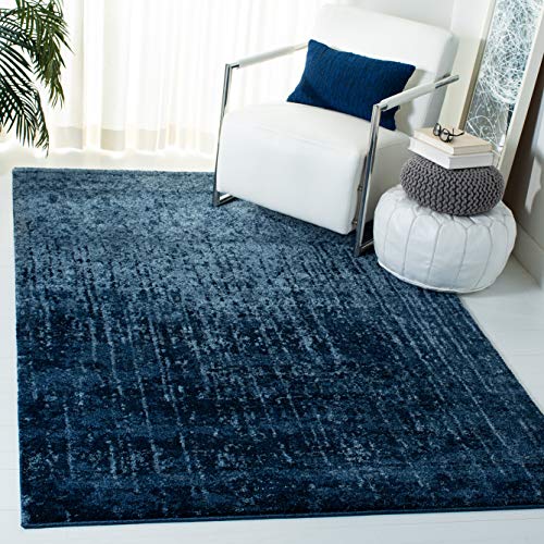 SAFAVIEH Zeitgenössische Teppich für Wohnzimmer, Esszimmer, Schlafzimmer - Retro Collection, Kurzer Flor, Hellblau und Blau, 152 X 244 cm