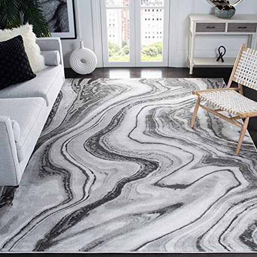 SAFAVIEH Zeitgenössische Teppich für Wohnzimmer, Esszimmer, Schlafzimmer - Craft Collection, Kurzer Flor, Grau und Silber, 160 X 229 cm