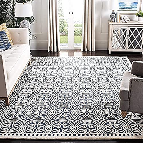 SAFAVIEH Traditionell Teppich für Wohnzimmer, Esszimmer, Schlafzimmer - Cambridge Collection, Kurzer Flor, Marineblau und Elfenbein, 183 X 274 cm