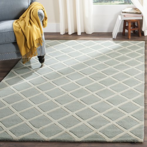SAFAVIEH Zeitgenössische Teppich für Wohnzimmer, Esszimmer, Schlafzimmer - Chatham Collection, Kurzer Flor, Grau und Elfenbein, 152 X 244 cm