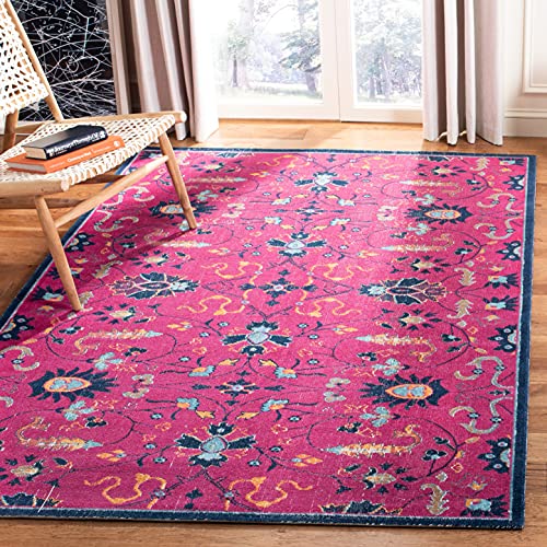 SAFAVIEH Boho Teppich für Wohnzimmer, Esszimmer, Schlafzimmer - Artisan Collection, Kurzer Flor, Fuchsia und Multi, 201 X 274 cm