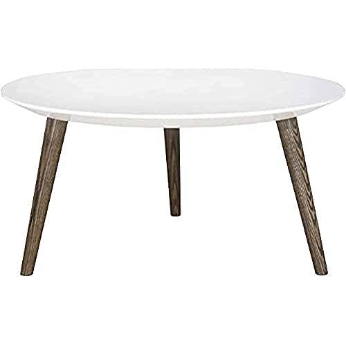 SAFAVIEH Contemporary Wooden Accent Table, in White and Dark Brown, 80 X 80 X 39.87