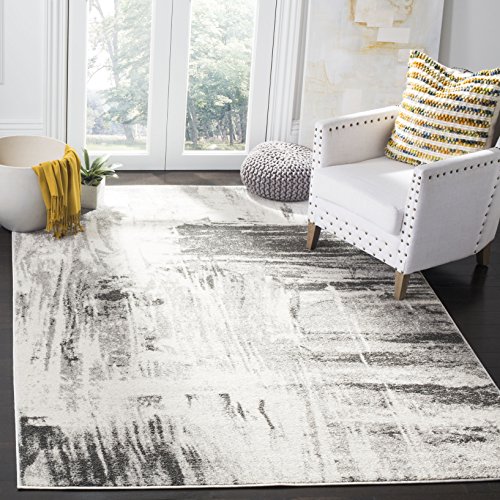 SAFAVIEH Modern Teppich für Wohnzimmer, Esszimmer, Schlafzimmer - Adirondack Collection, Kurzer Flor, Elfenbein und Grau, 183 X 274 cm