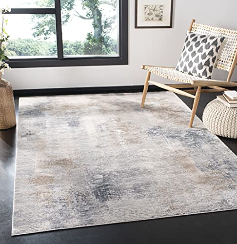 SAFAVIEH Abstrakt Teppich für Wohnzimmer, Esszimmer, Schlafzimmer - Invista Collection, Kurzer Flor, Creme und Grau, 160 X 229 cm