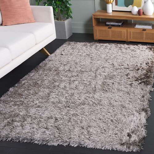 SAFAVIEH Zottelig Teppich für Wohnzimmer, Esszimmer, Schlafzimmer - Paris Shag Collection, Hoher Flor, Zobel, 152 X 213 cm