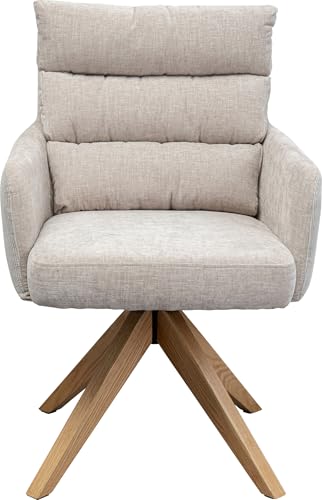 Kare Design Drehstuhl Bosse, Grau, rustikal, 49 cm Sitzhöhe, Esszimmerstuhl, Polsterstuhl, mit Armlehnen, 360 Grad drehbar, Wohnzimmer, 89x59x69 cm (H/B/T)