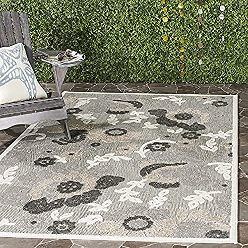 SAFAVIEH Traditionell Teppich für Wohnzimmer, Esszimmer, Schlafzimmer - Cottage Collection, Kurzer Flor, Grau und Dunkelgrau, 201 X 290 cm