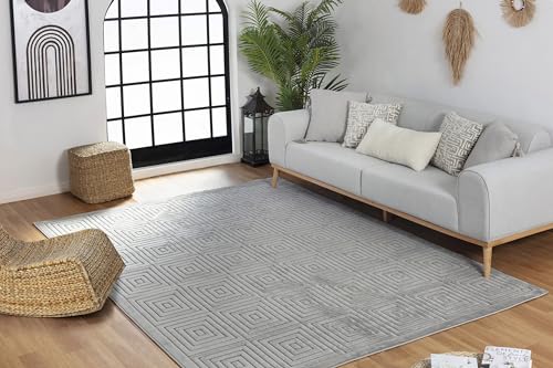 Livabliss Austin Outdoor wetterfest - In und Outdoor für Balkon 200x275 cm, Terrasse, Garten, Küche - Boho Style für draußen - Grau