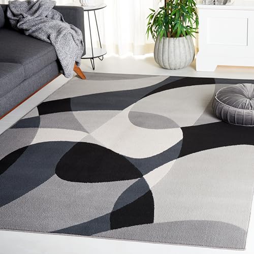 SAFAVIEH Modern Teppich für Wohnzimmer, Esszimmer, Schlafzimmer - Odyssey Collection, Kurzer Flor, Grau und Schwarz, 244 X 305 cm