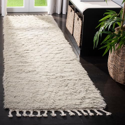 SAFAVIEH Boho Teppich für Wohnzimmer, Esszimmer, Schlafzimmer - Casablanca Collection, Kurzer Flor, Taupe, 69 X 244 cm