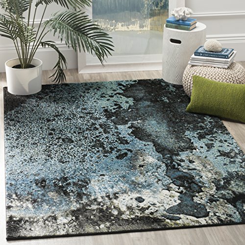 SAFAVIEH Abstrakt Teppich für Wohnzimmer, Esszimmer, Schlafzimmer - Glacier Collection, Kurzer Flor, Blau und Multi, 160 X 229 cm