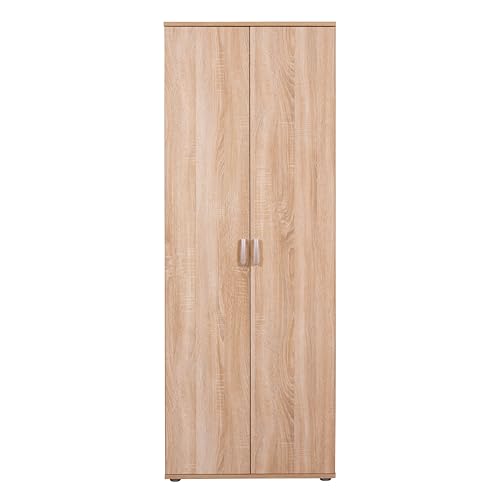 Inter Link – Mehrzweckschrank – Besenschrank – Putzschrank - Allzweckschrank – Haushaltsschrank – 2 Türen – 3 Böden – Breite:70cm - Tiefe:34cm - Höhe:190cm – Gallo HHS – Sonoma Eiche